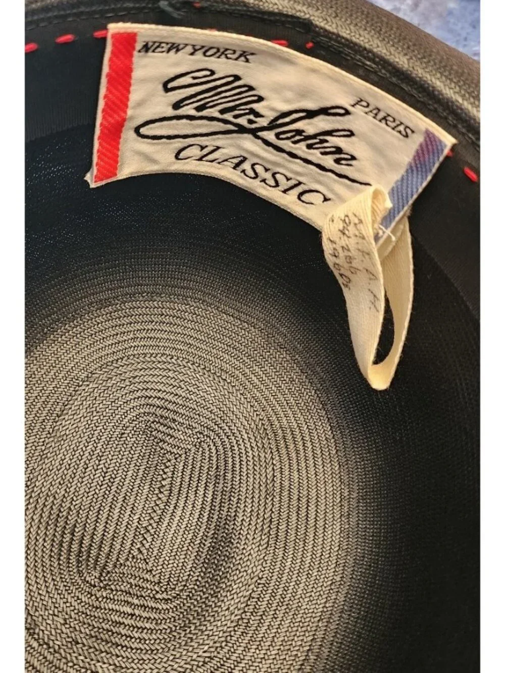 Mr John Classic Vintage 1968 Black Straw Wide Brim Hat New York Paris Designer